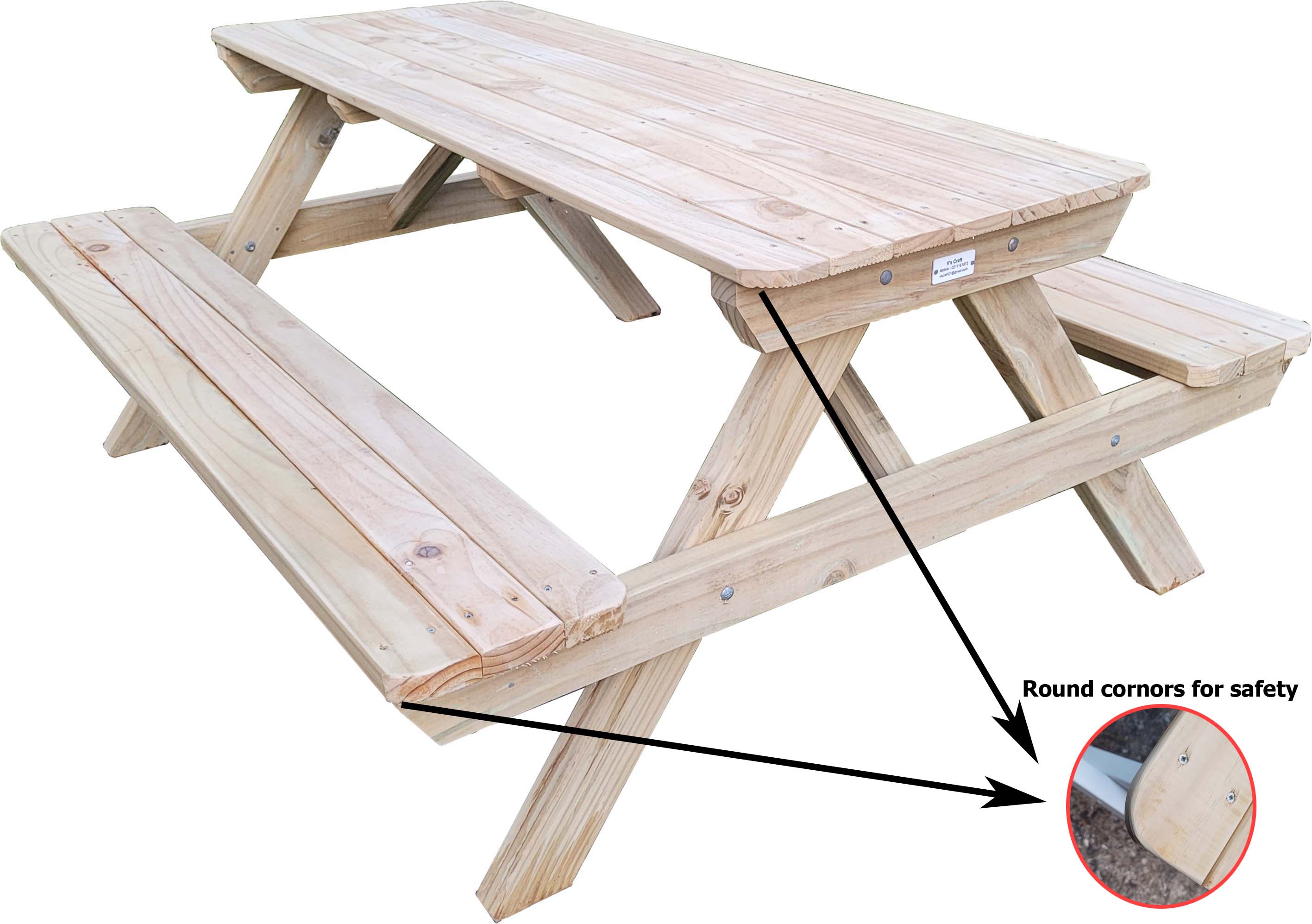 Picnic Table Standard 1700mm long - Image 3